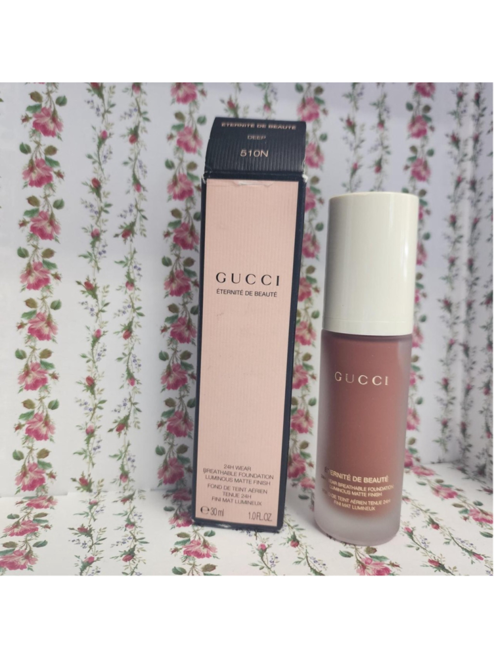 Gucci Eternity De Beaute 24H Wear Breathable Foundation in shade 510N Deep
#gucc
